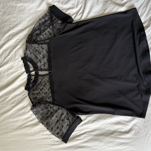 Elegant Black Sheer Sleeve Top, Worn Once! - Picture 6 of 8